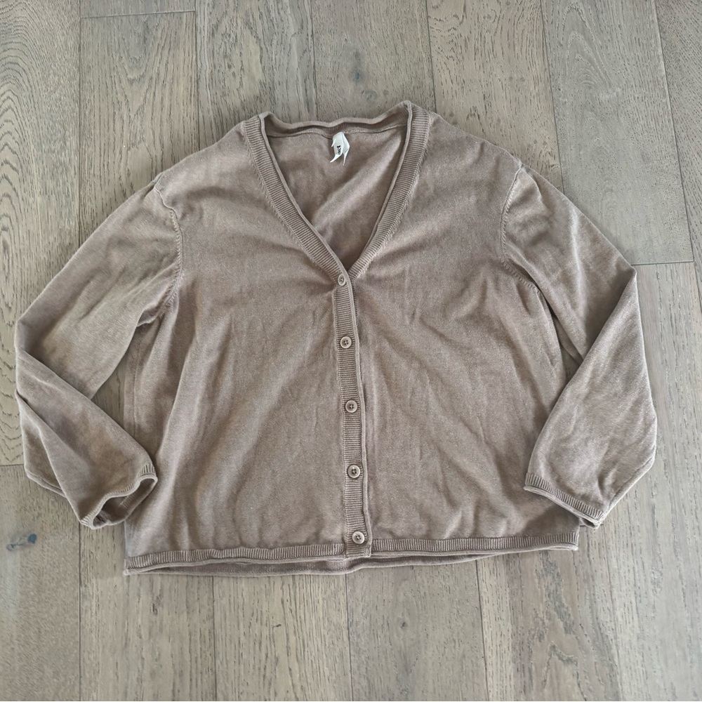 Pact Classic Fine Knit Cardigan Tan Large